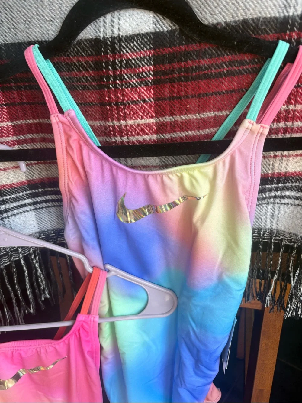 NIKE tie dye one-piece athletic swimwear girls swimming suit colorful bikini XL
